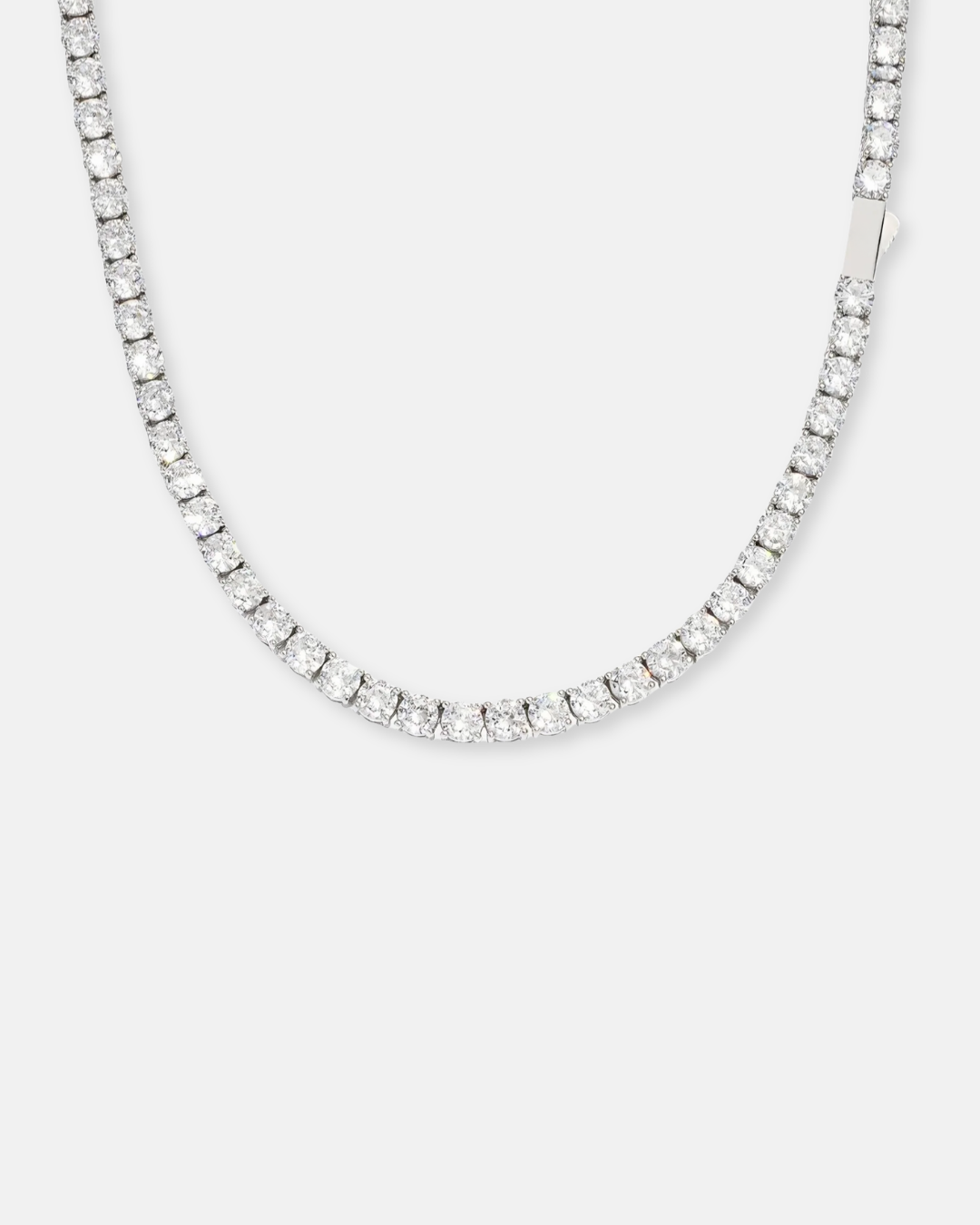 Men's Tennis Necklace - Clear Zircon - Silver - Titanium Steel