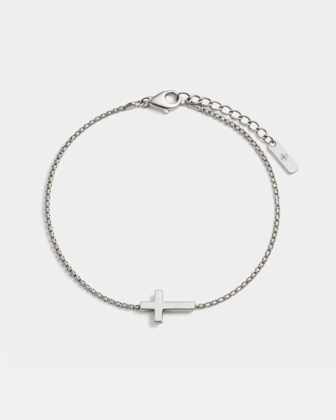Men's Cross Bracelet - Silver Plated - Stainless Steel - Religious