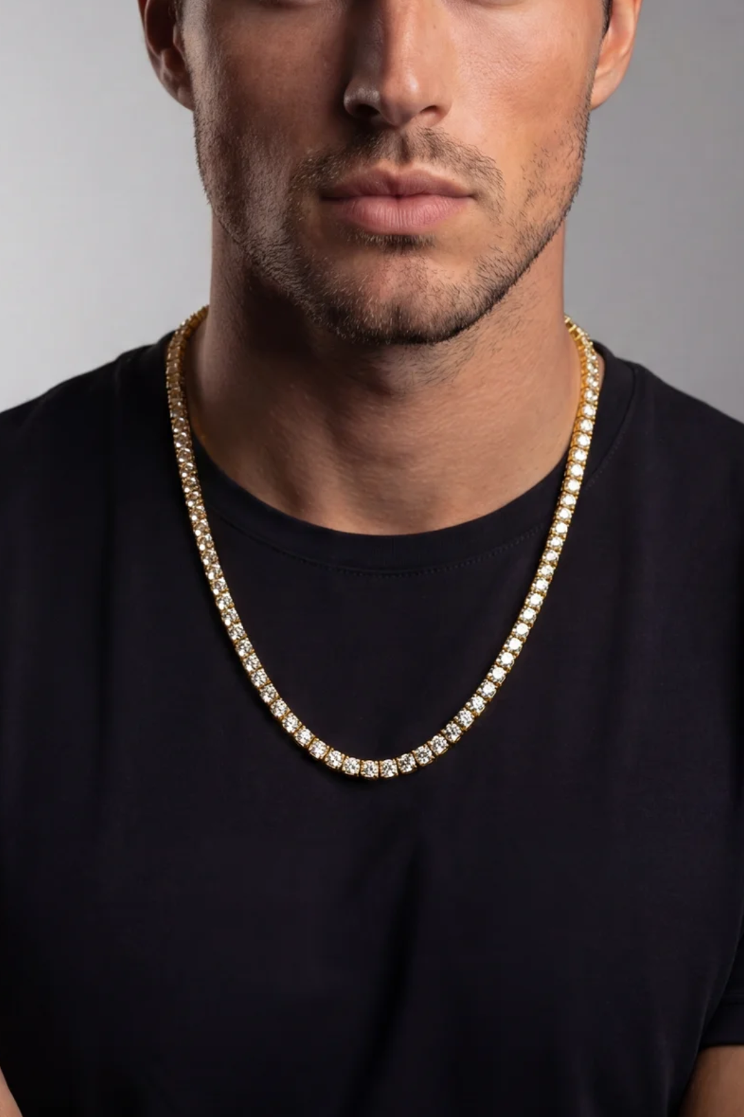 18K Gold Plated Tennis Necklace – Titanium Steel