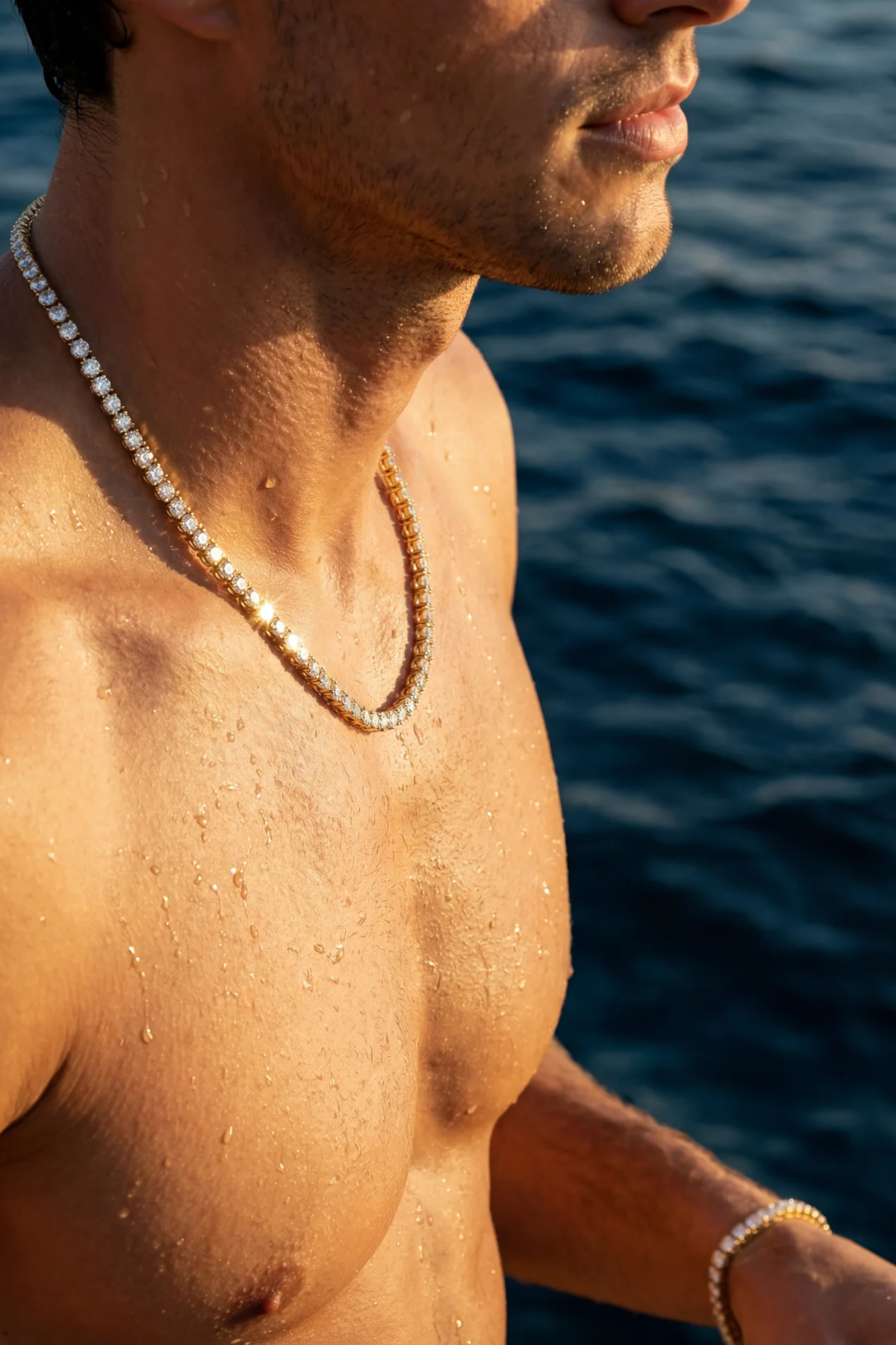 18K Gold Plated Tennis Necklace – Titanium Steel