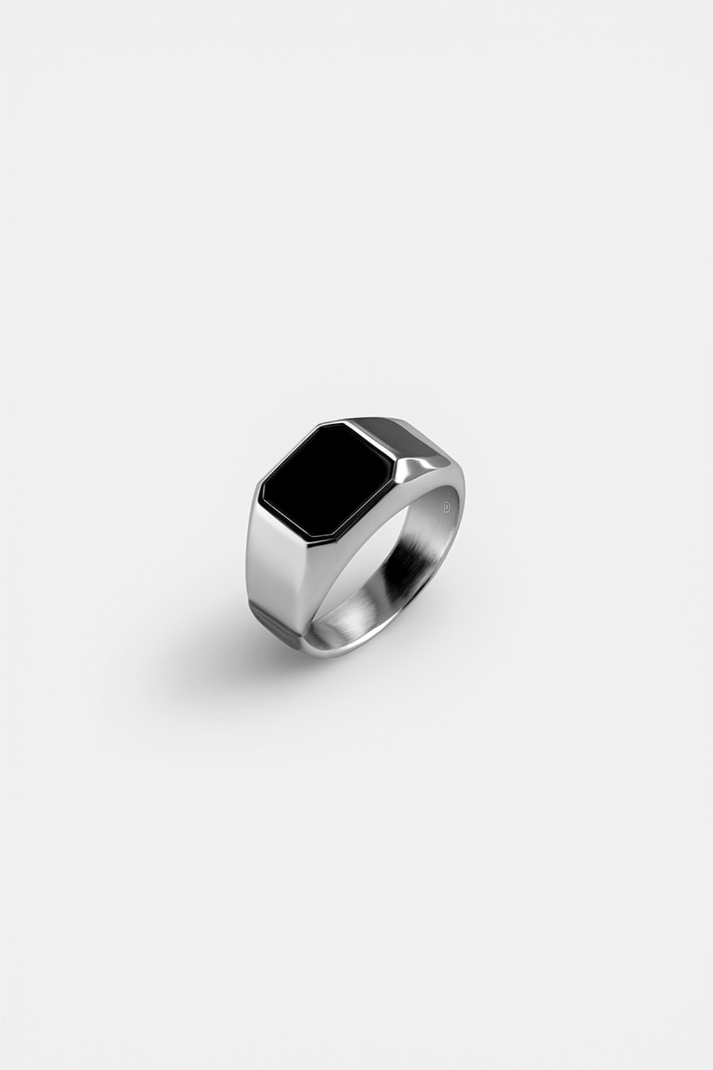 Ring Onyx + Silver-plated