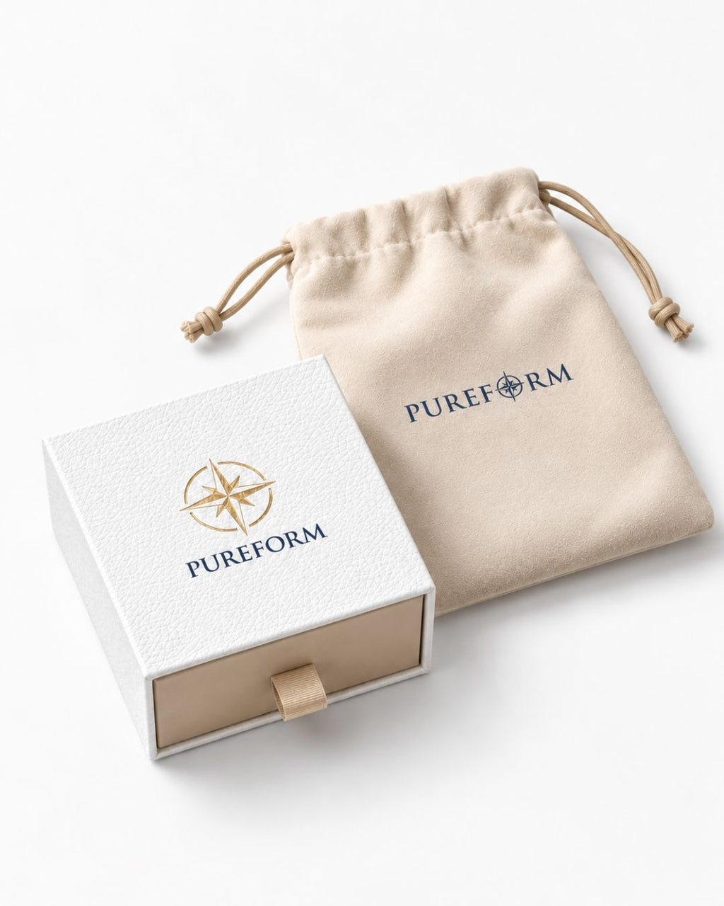 Pureform ivory gift box with the ivory velvet pouch, sold separately