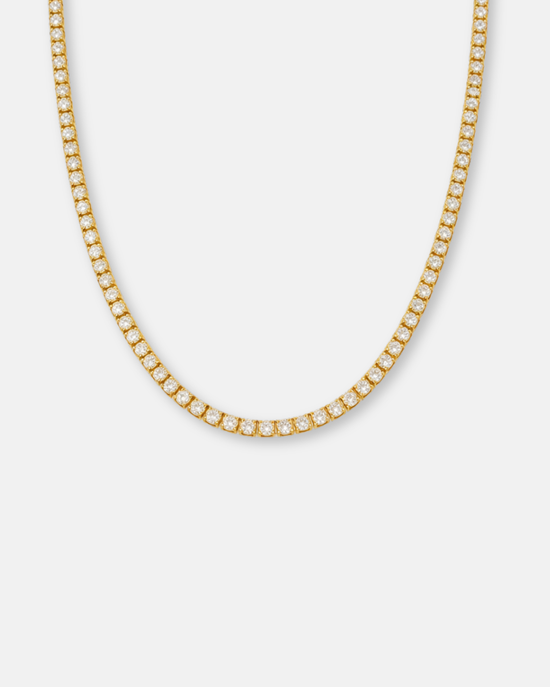 18K Gold Plated Tennis Necklace – Titanium Steel