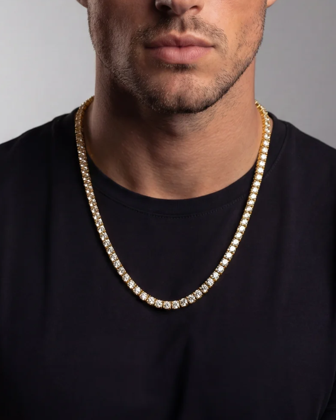 18K Gold Plated Tennis Necklace – Titanium Steel