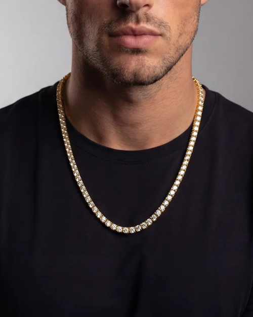 18K Gold Plated Tennis Necklace – Titanium Steel