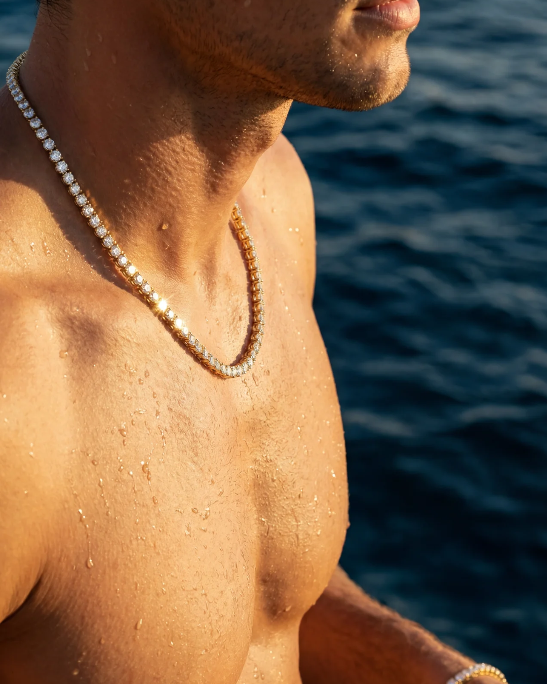 18K Gold Plated Tennis Necklace – Titanium Steel