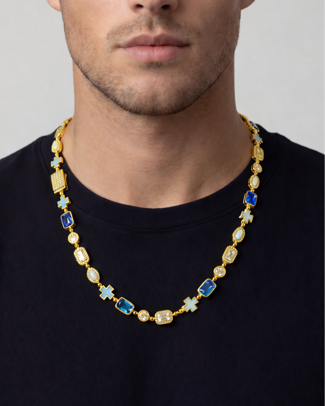 Royal Azure Mosaic Necklace I Gold