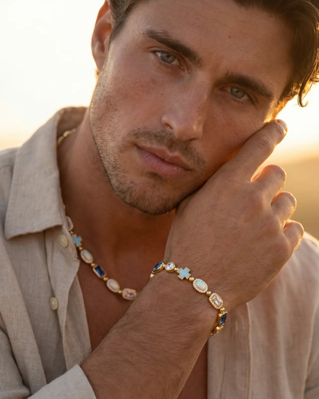 Royal Azure Mosaic Necklace I Gold