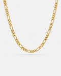 Figaro Necklace 6 mm in 18K gold plated stainless steel with the classic 3-and-1 link pattern