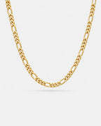 Figaro Necklace 6 mm in 18K gold plated stainless steel with the classic 3-and-1 link pattern