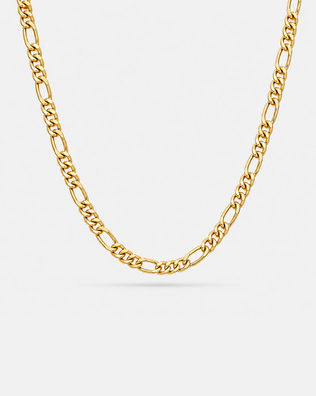 Figaro Necklace 6 mm in 18K gold plated stainless steel with the classic 3-and-1 link pattern