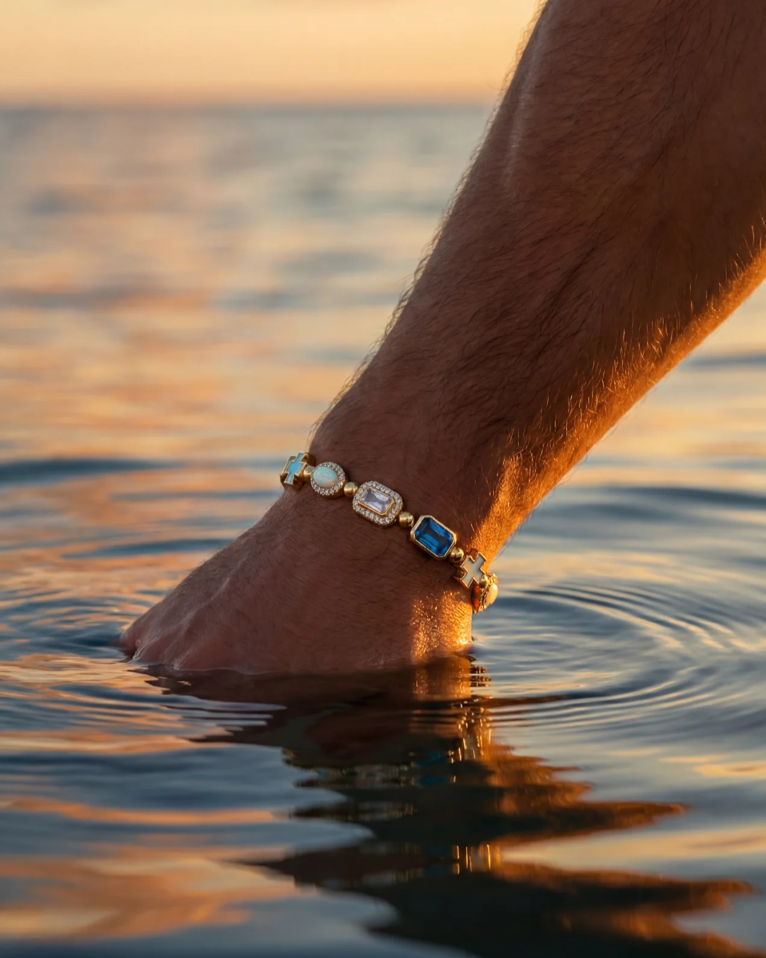 Royal Azure Mosaic Bracelet - Gold