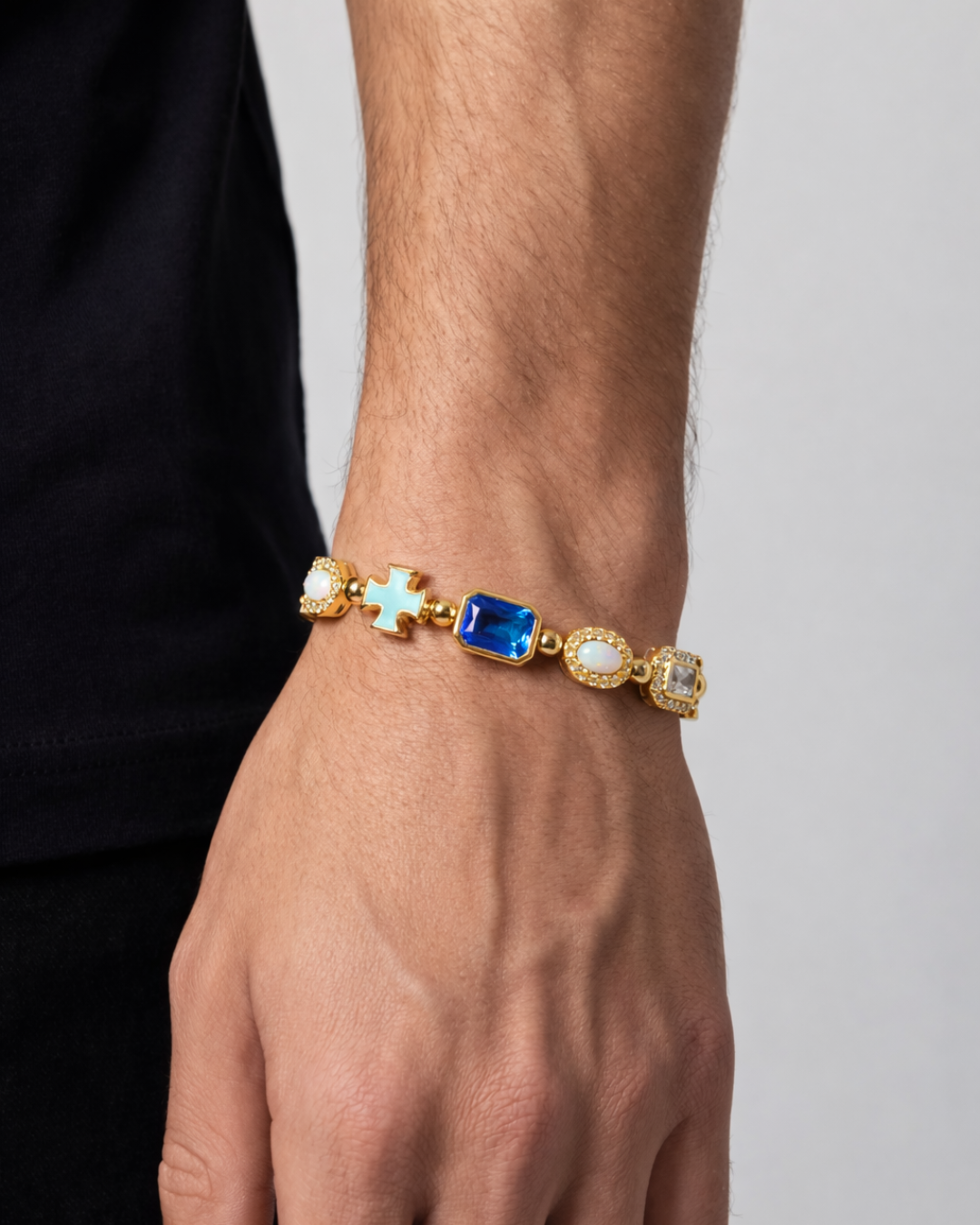 Royal Azure Mosaic Bracelet - Gold
