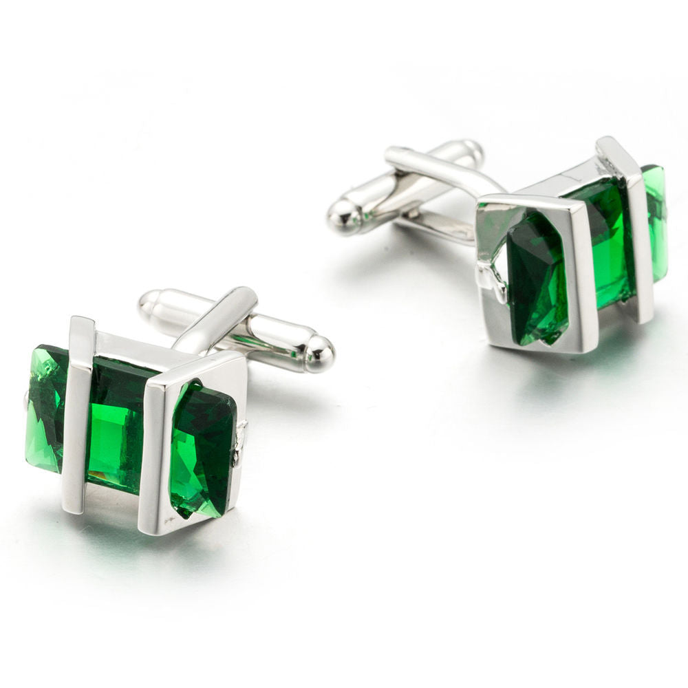 Emerald Green Cufflinks | Silver