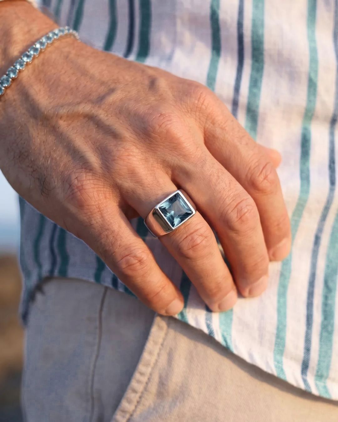 Aquamarine Ring | Titanium Steel