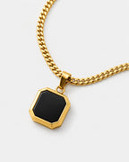 Black Onyx Pendant Necklace | Gold