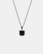 Black Onyx Pendant Necklace | Silver