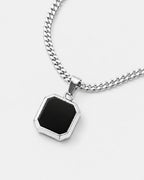 Black Onyx Pendant Necklace | Silver