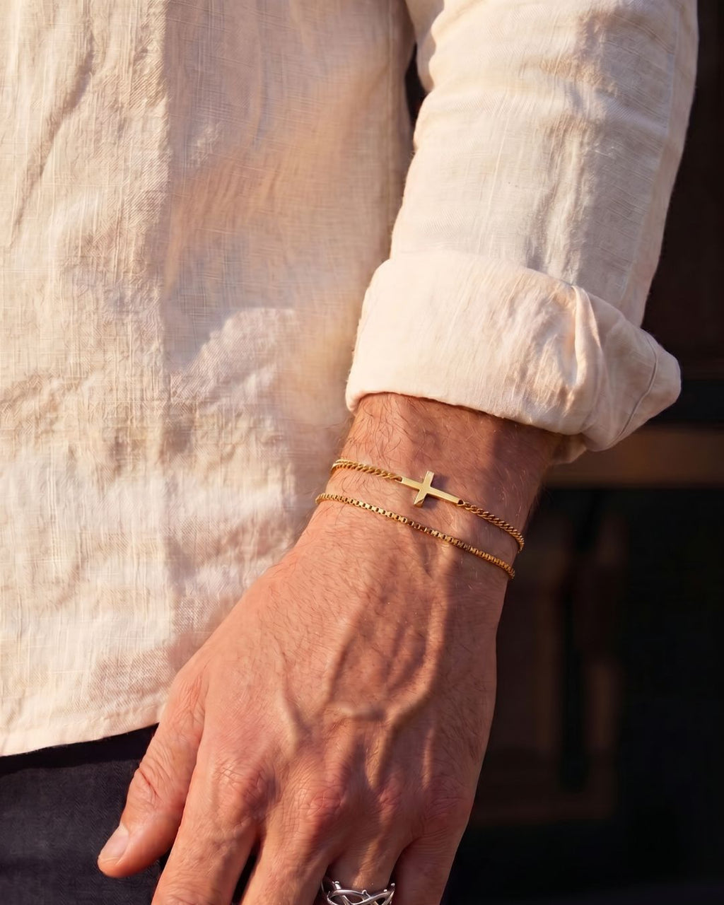 Gold box bracelet by Pureform, stainless steel built for everyday wear