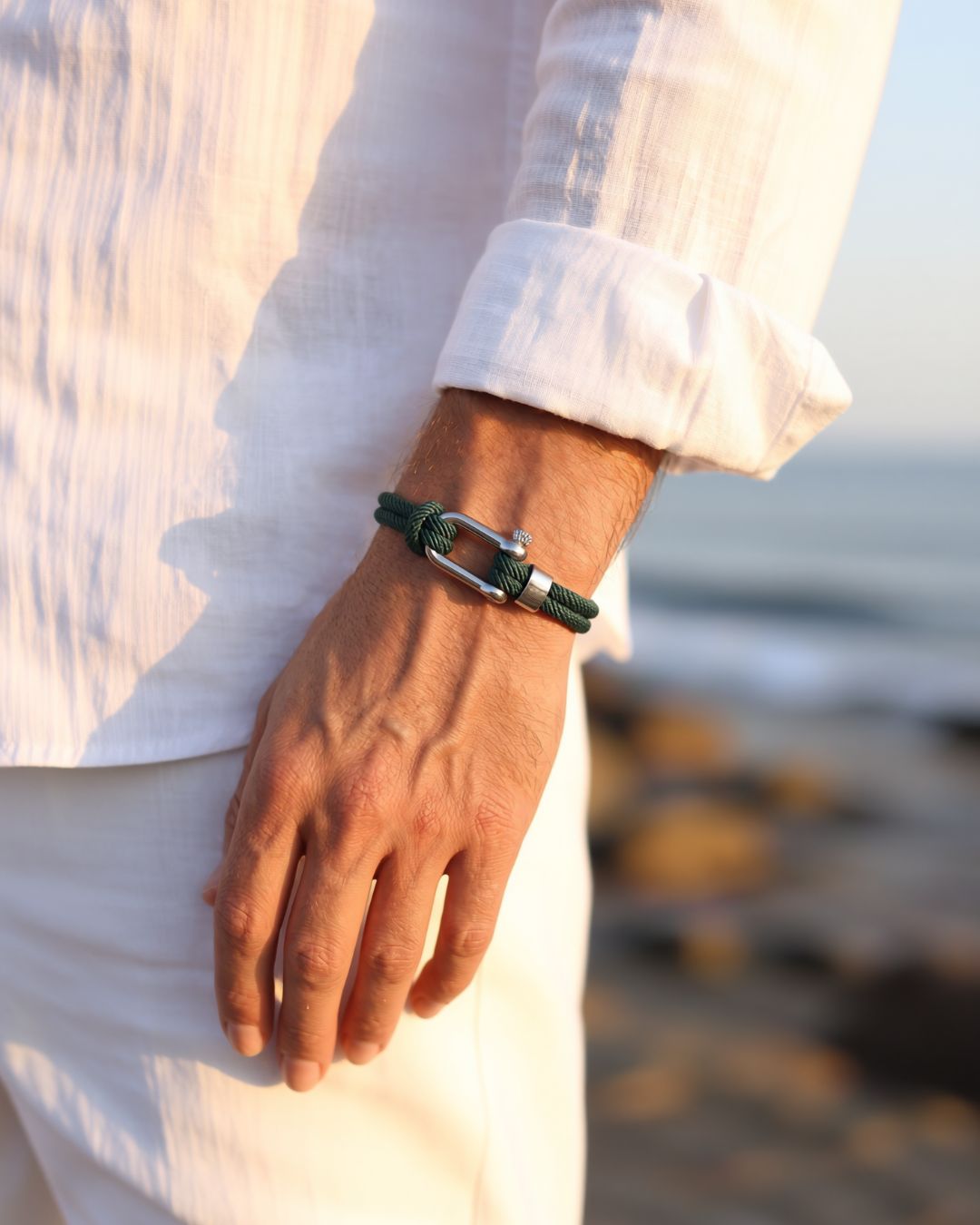 Bracelet corde Cabo | Vert forêt