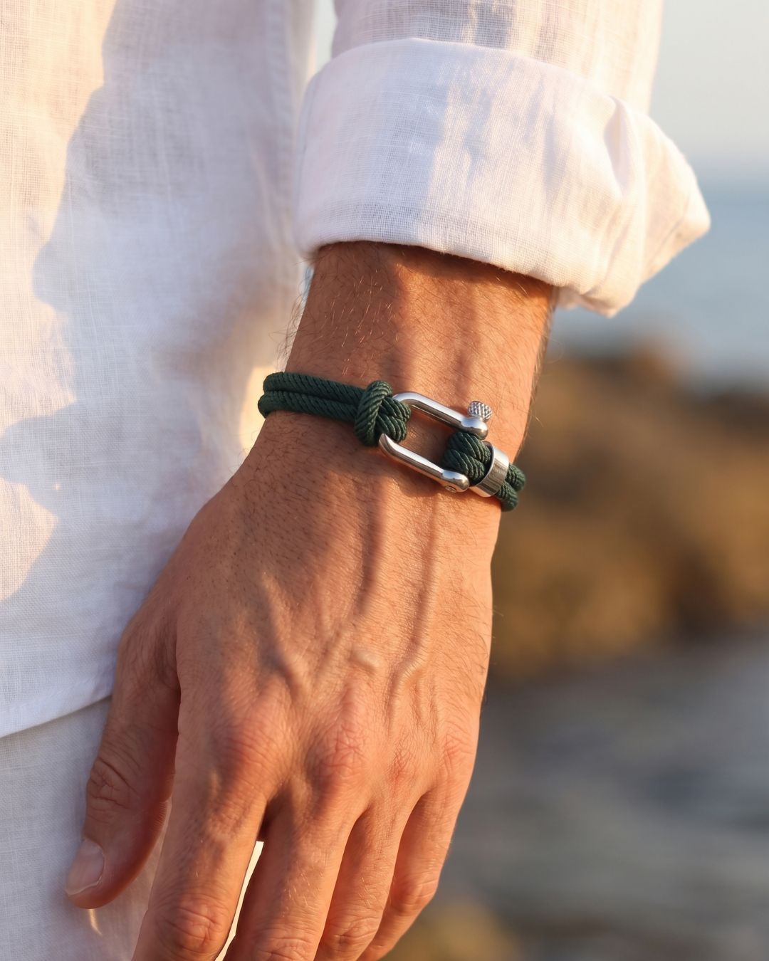 Bracelet corde Cabo | Vert forêt