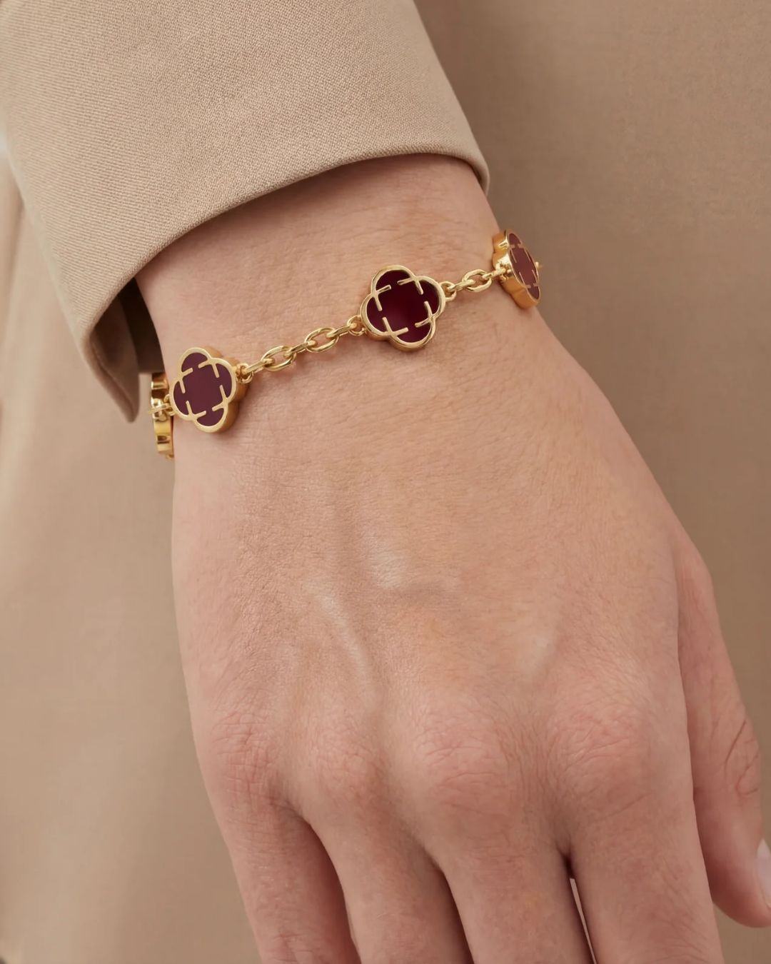 Bracelet à breloques bordeaux I doré