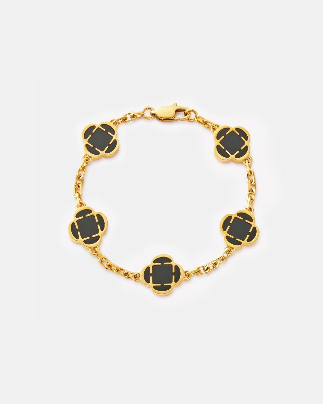 Bracelet à breloques onyx et or