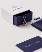 Charm Necklace | Burgundy Red Silver
