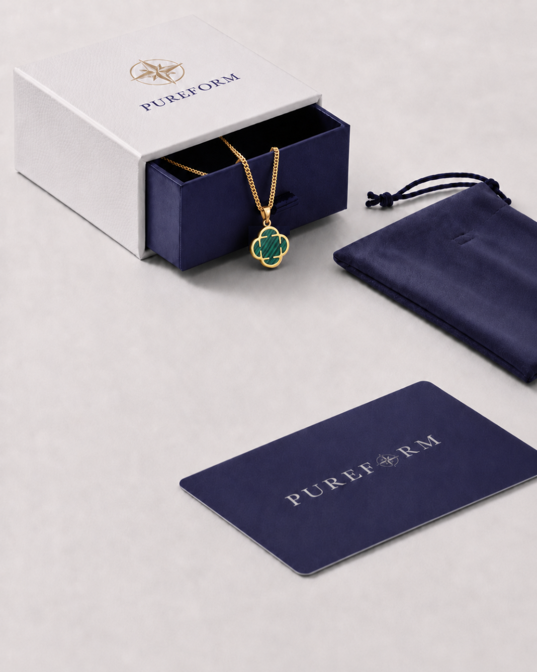 Charm Necklace | Malachite Gold