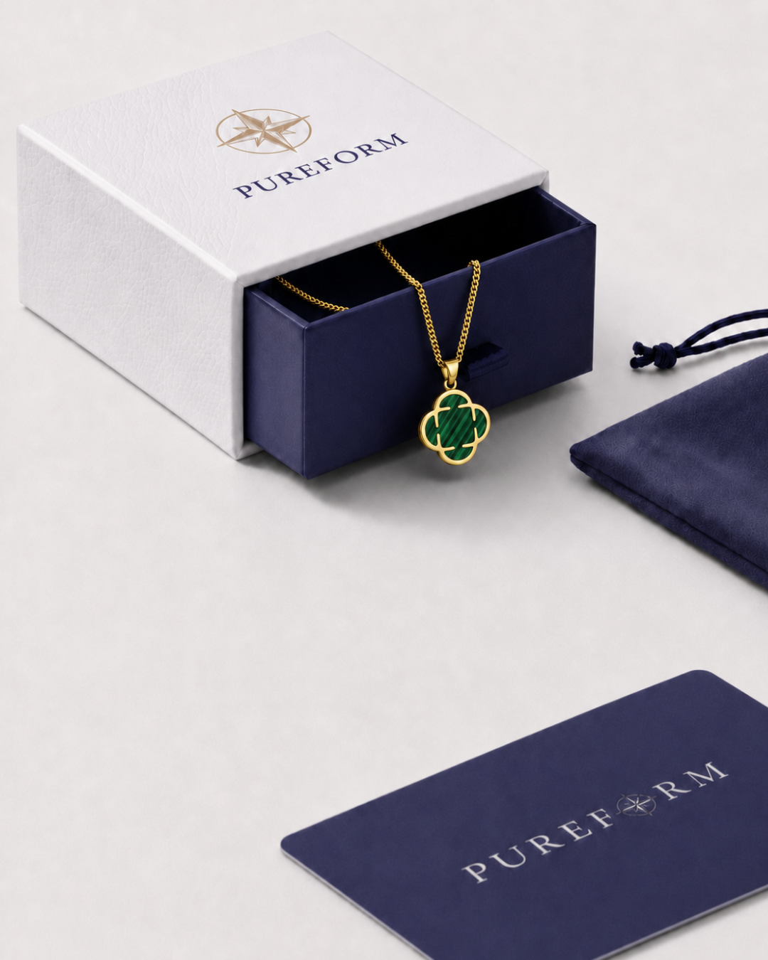 Charm Necklace | Malachite Gold
