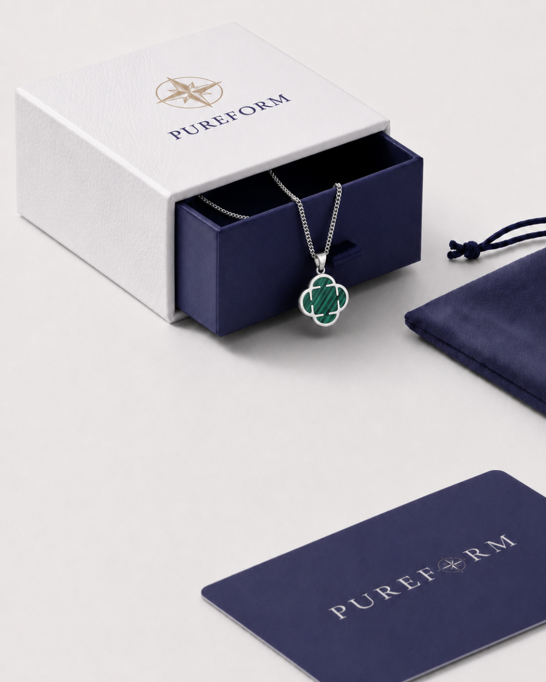Charm Necklace | Malachite Silver