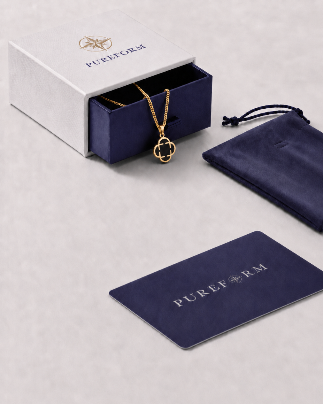 Charm Necklace | Onyx Black Gold
