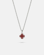 Charm Necklace | Burgundy Red Silver