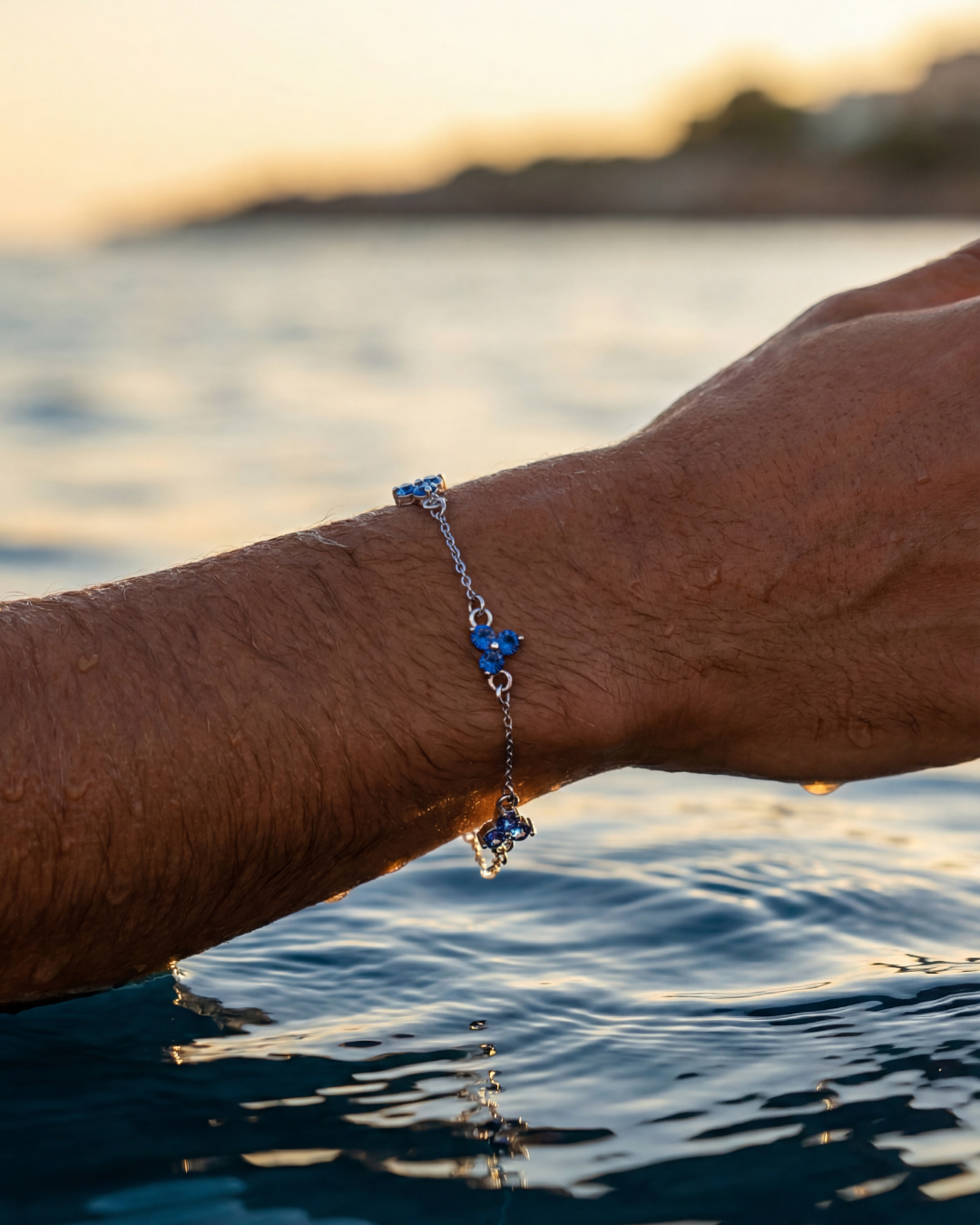 Clover Blue Zircon Bracelet – Stainless Steel