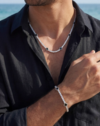 Clover Necklace | Onyx Black Silver