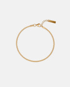 Pureform Cuban Tag Bracelet in 18K gold-plated stainless steel with bar tag, top view