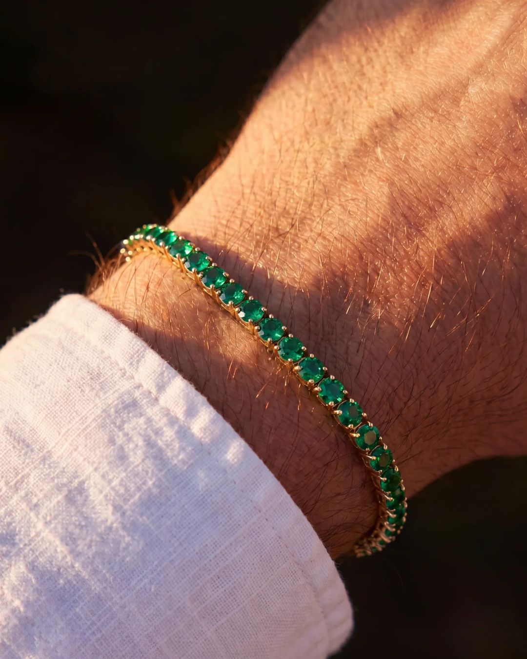 Tennis Bracelet | Emerald Green 14K Gold
