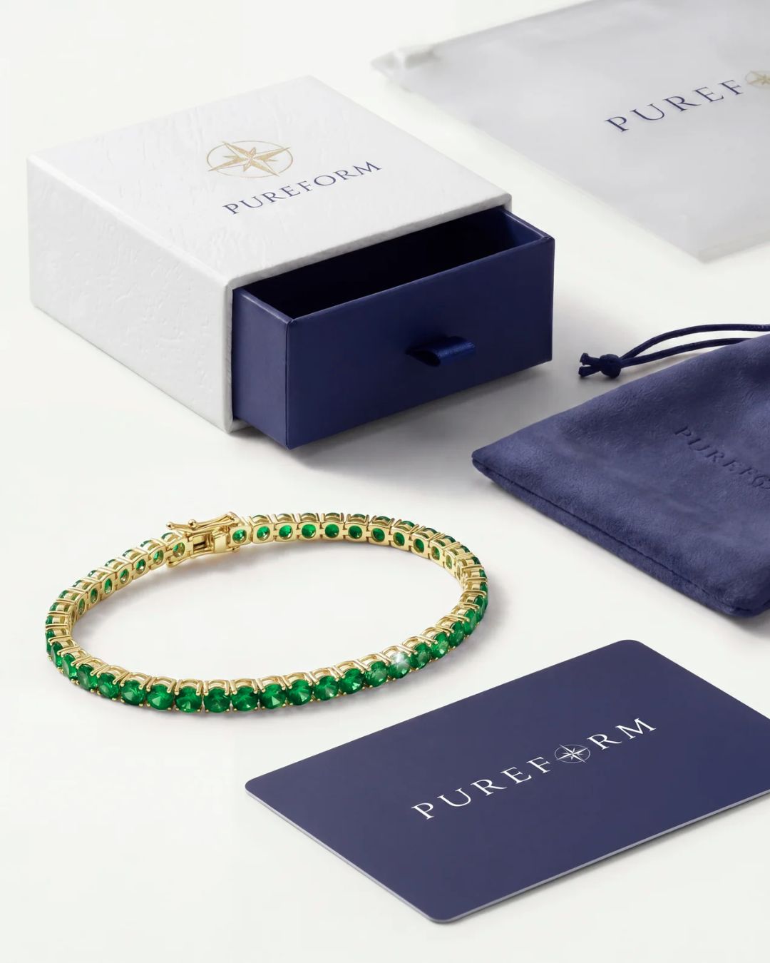 Tennis Bracelet | Emerald Green 14K Gold