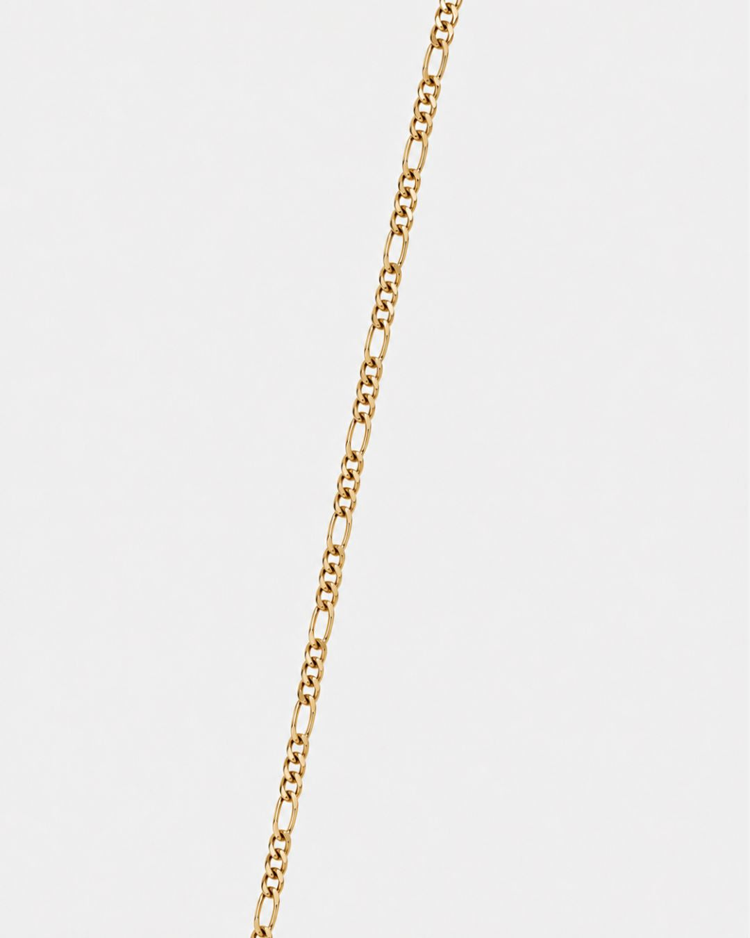 3 mm figaro necklace in gold tone steel, 55 cm long