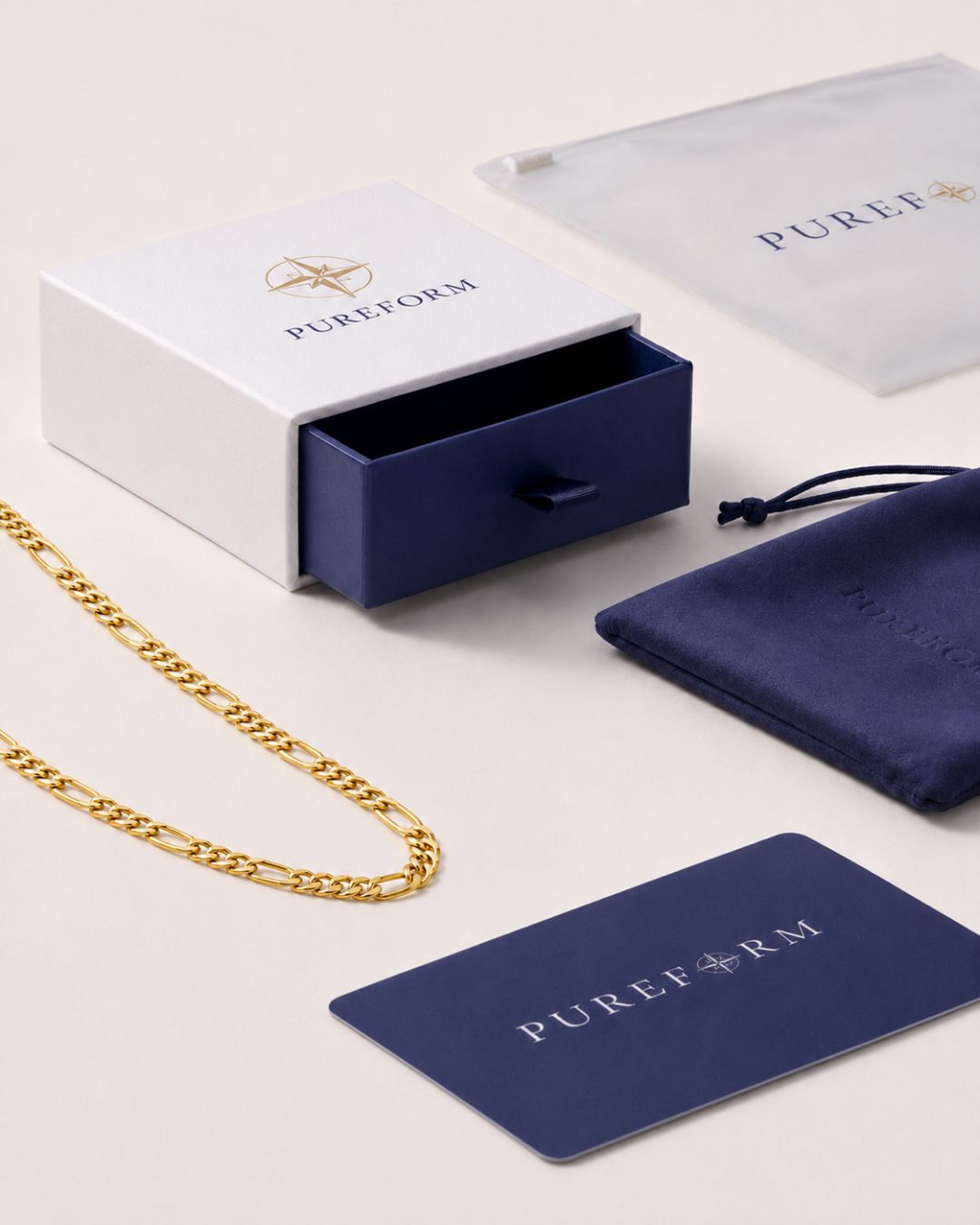 Pureform figaro chain, 6 mm gold plated links with a solid but comfortable weight