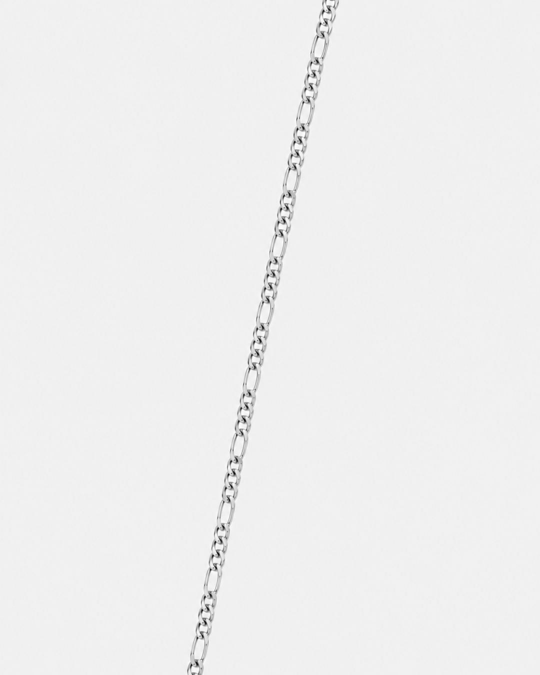 Stainless steel figaro necklace with a bright silver finish and a solid, balanced weight