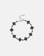 Fortuna-Armband mit schwarzem Stein und Silberplattierung