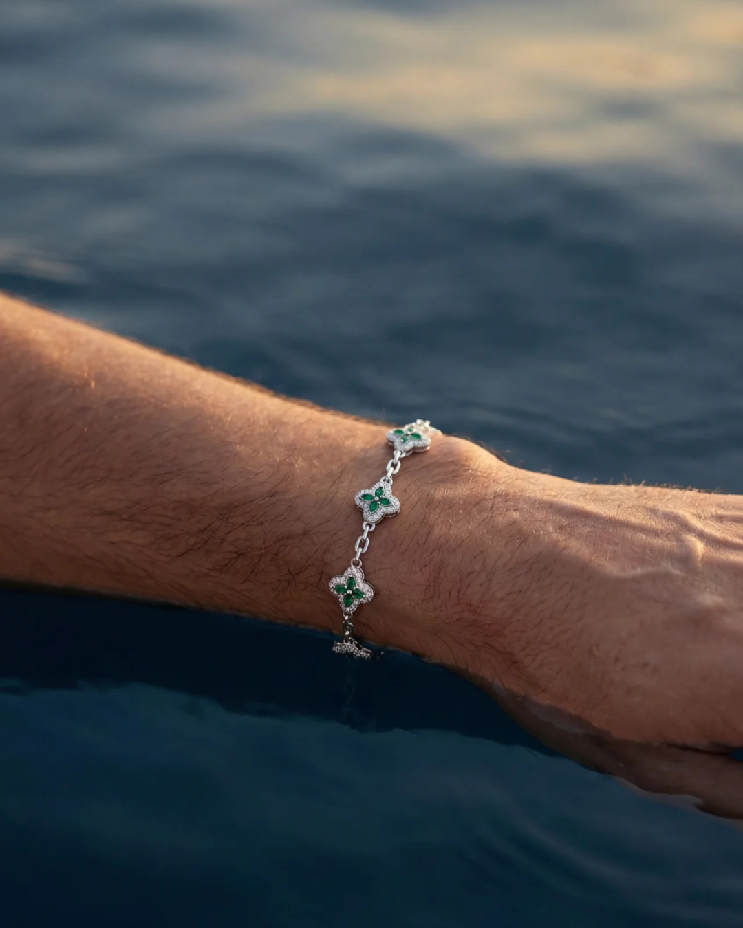 Green Flower Zircon Bracelet