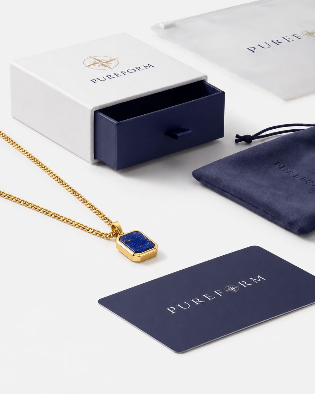 Lapis Lazuli Pendant Necklace | Gold