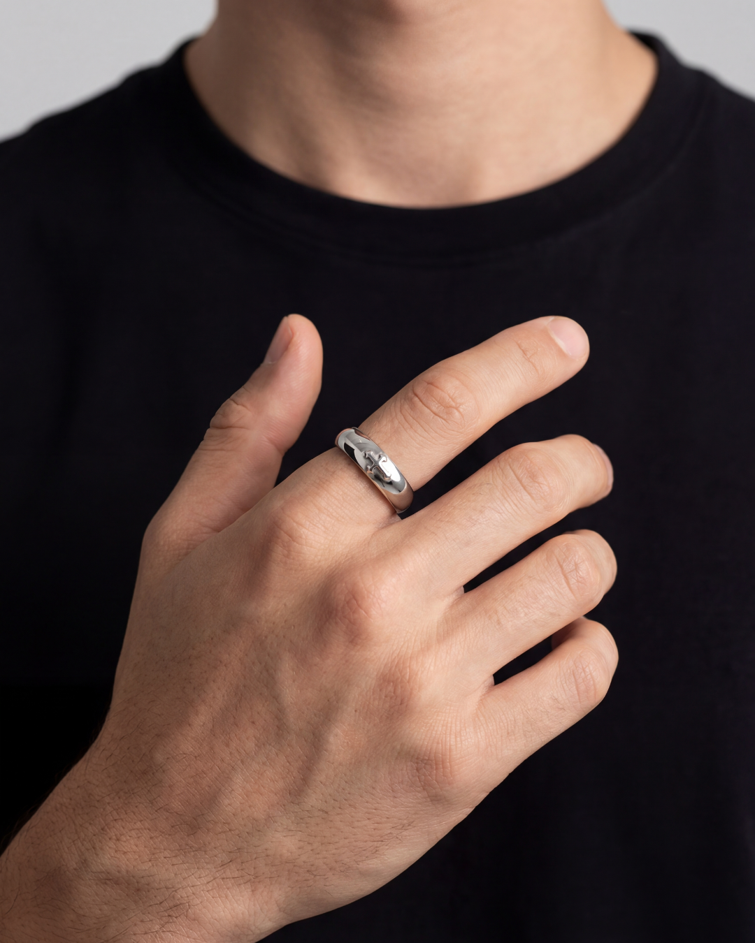Minimal Cross Ring | Silver