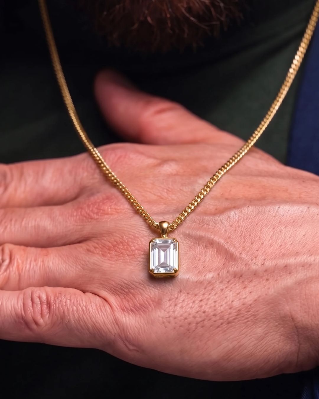 Moissanite Pendant Necklace | 2 Carat 18K Gold