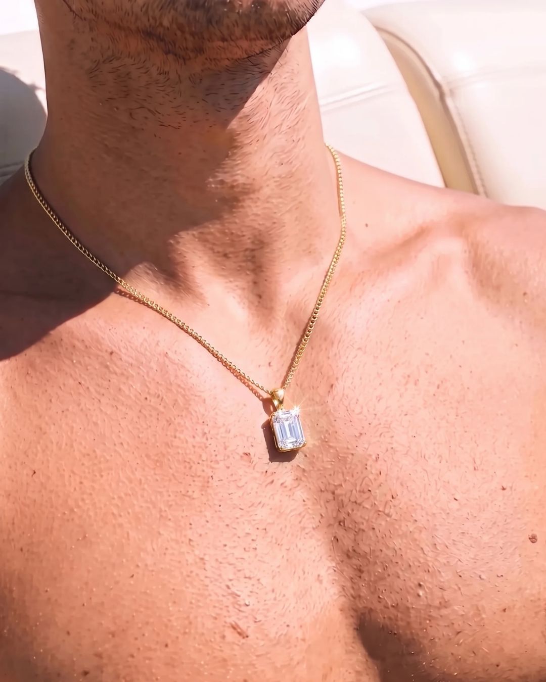 Moissanite Pendant Necklace | 2 Carat 18K Gold