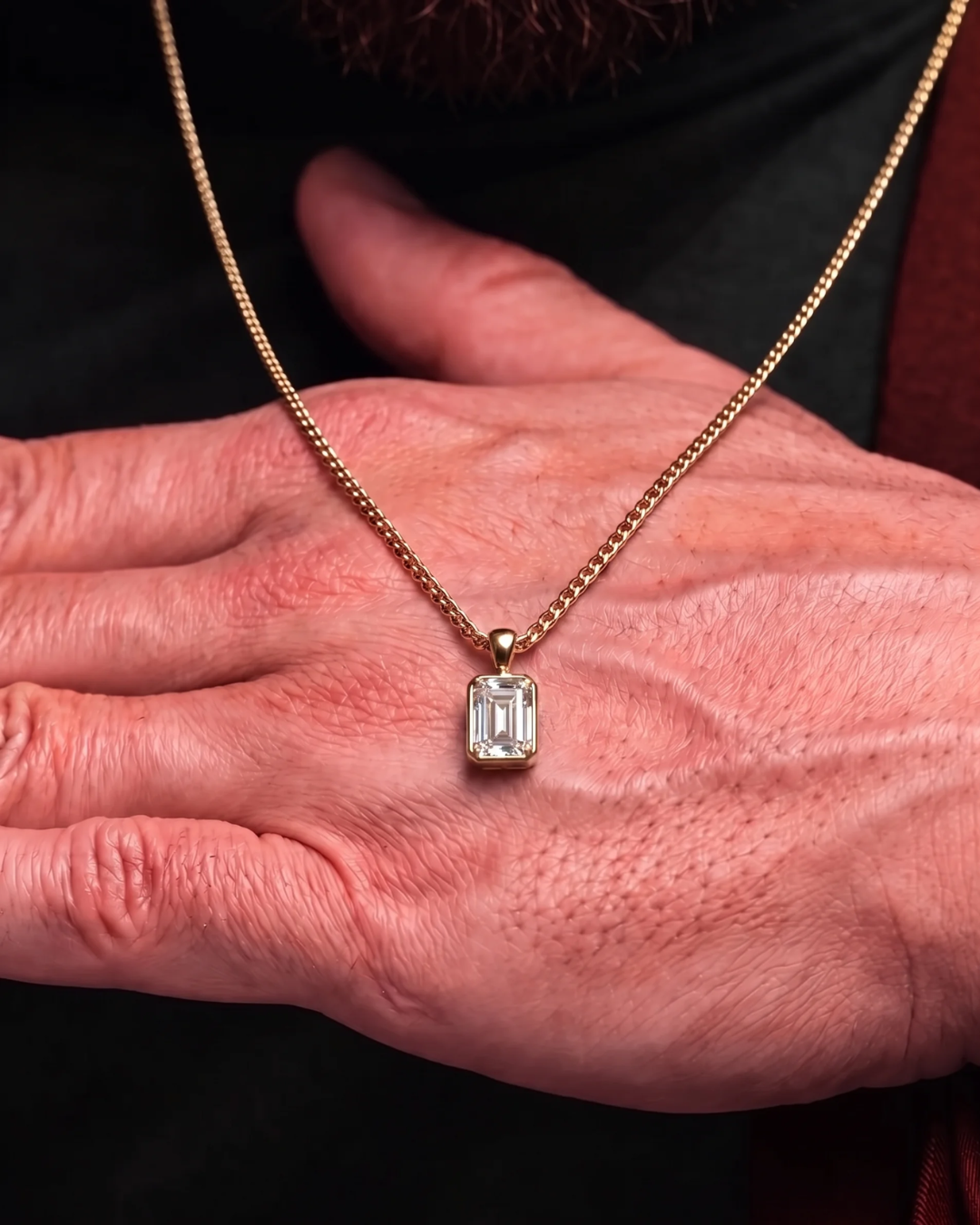 Moissanite Pendant Necklace | 2 Carat 18K Gold