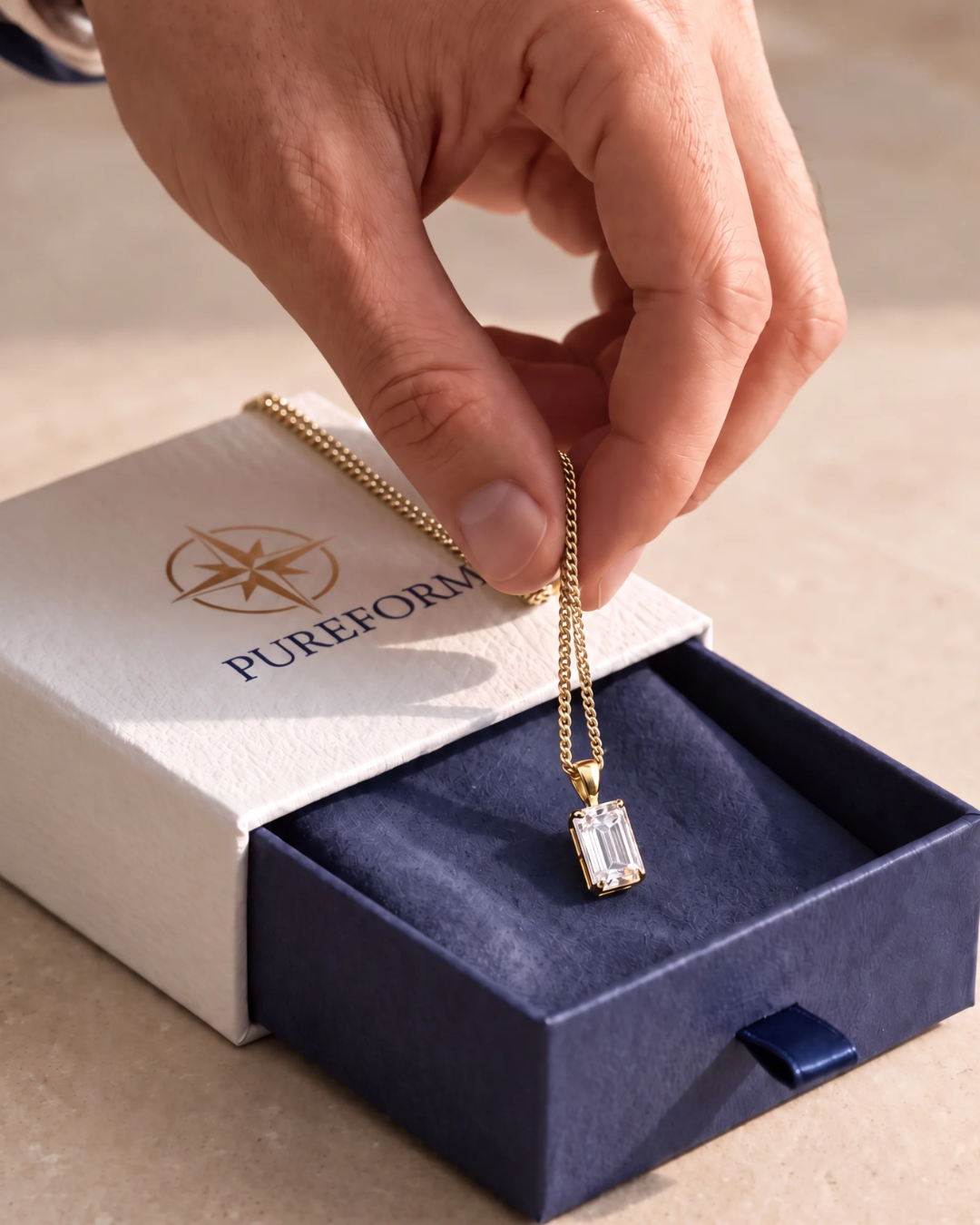 Moissanite Pendant Necklace | 2 Carat 18K Gold