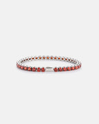 Ruby Tennis Bracelet 4mm | Stainless Steel Silver